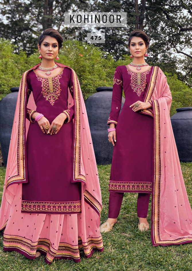 TRIPLE AAA KOHINOOR Latest Heavy Wedding Wear Satin Georgette Embroidery Work top With Lehenga And dual Santoon  Salwar Suit Collection