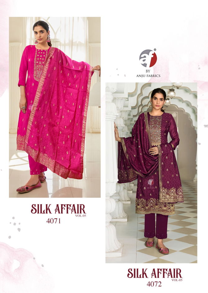 Silk Affair Vol 5 By Af Dola Silk Heavy Readymade Suits Exporters In India