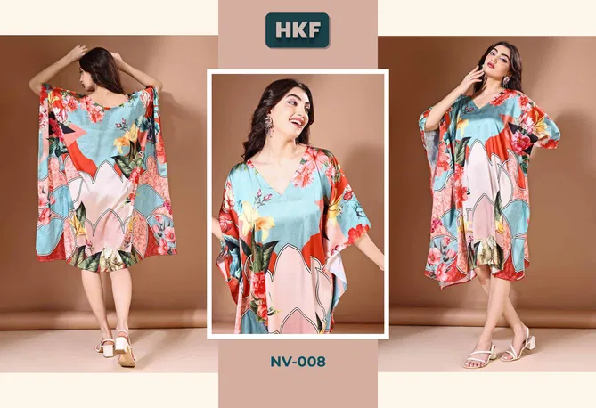  Nirvana Vol 1 By Hkf  Kaftan Soft Satin Casual Wear Wholesale Manufacturers