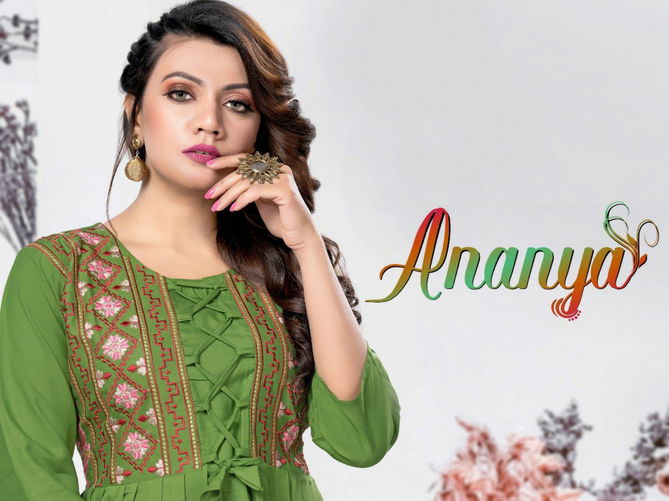 Beauty Queen Ananya Fancy Ethnic Wear Rayon Printed Anarkali Kurti Collection