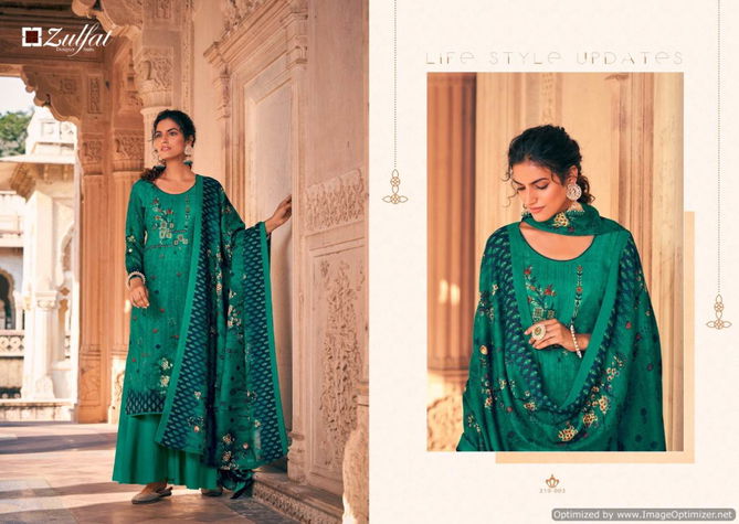 Zulfat Olive Latest Pure Pashmina Print with Heavy Embroidery Casual Wear Designer Dress Material Collection 