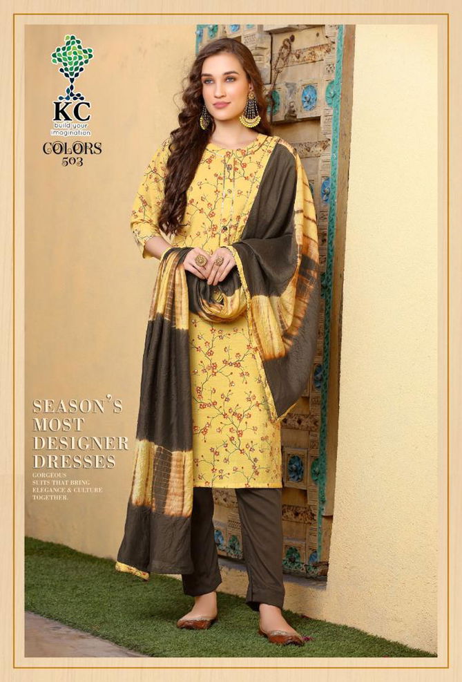 Kc Colors 5 Latest Fancy Designer Ethnic Wear Heavy softsilk printed top with heavy work Readymade Salwar Suit Collection