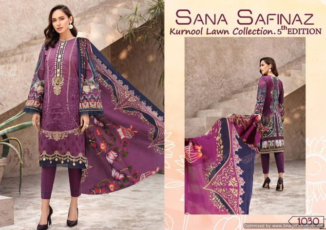 Sana Safinaz Kurnool 5th Edition Designer Pure Lawn Print With Pure Lawn Dupatta Dress Material Collection  