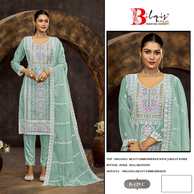 Bilqis B 129 A To D Organza Pakistani Suits Wholesale Shop In Surat