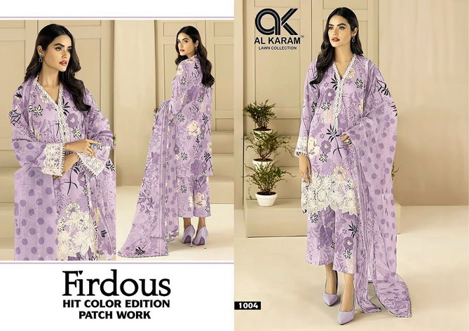 Al Karam Firdous With Patch Work Karachi Cotton Dress Materials