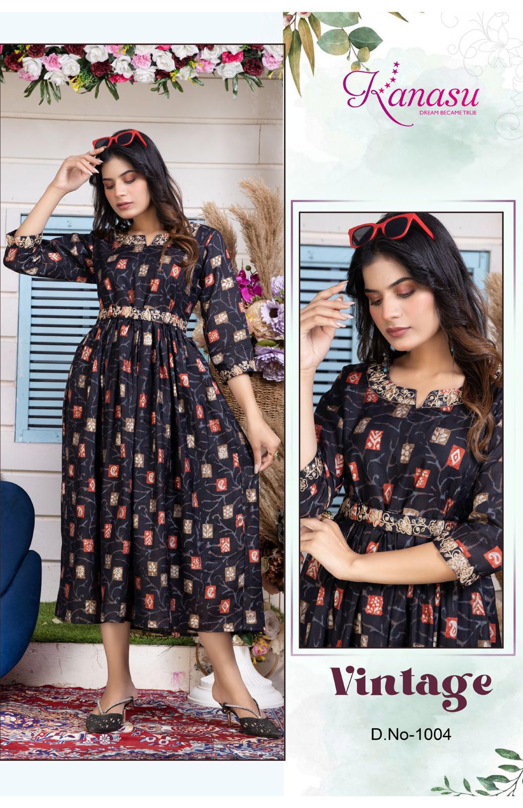 Kanasu Vintage Embroidery Anarkali Kurti Catalog