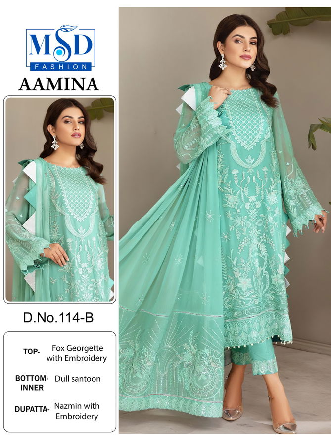 Aamina Vol 1 By Msd 114 Series Best pakistani Salwar Suits Wholesale Shop in Surat