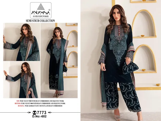 Anamsa 602 Pure Velvet Embroidery Salwar Kameez Wholesale Market In India