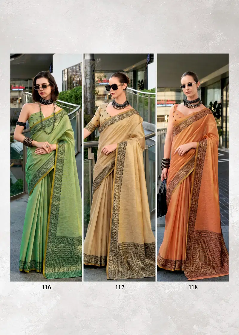 Blackberry By Rajpath Linen Tissue Silk Designer Saree Suppliers In India