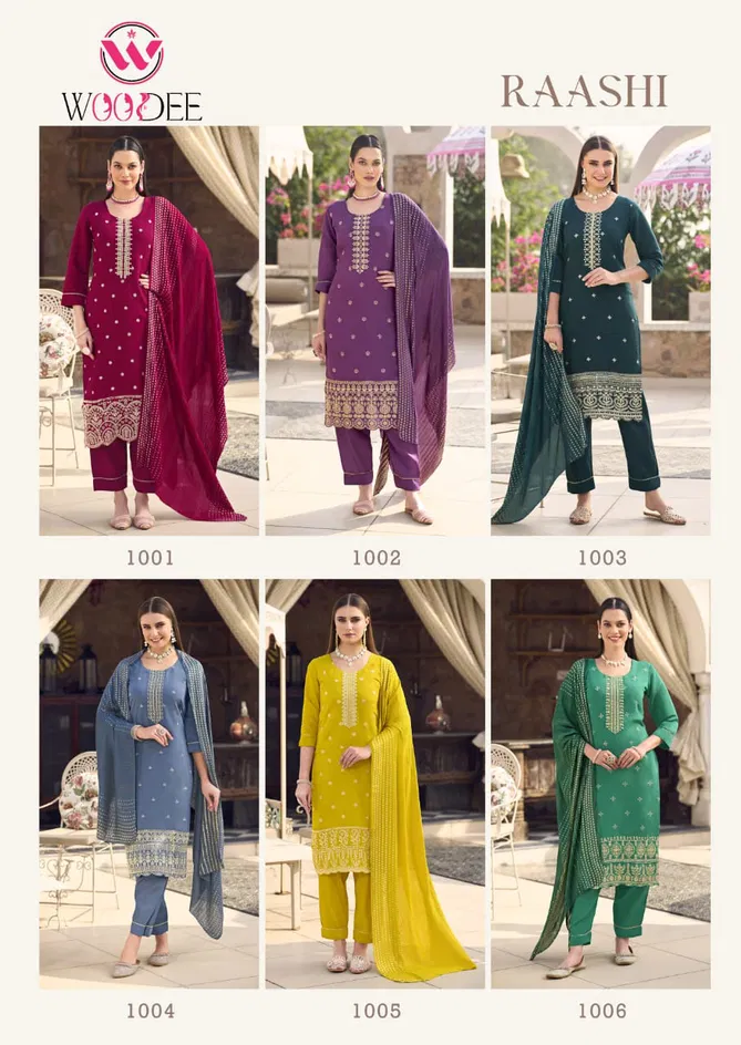 Raashi By Woodee Viscose Embroidery Kurti With Bottom Dupatta Suppliers In India