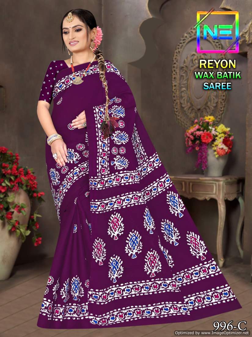 Rayon Wax Batik By Nemi Daily Wear Rayon Cotton Sarees Wholesalers In Delhi