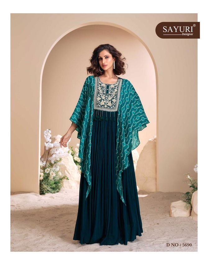 Mohey By Sayuri Designer Chinon Silk Embroidered Fancy Gown Wholesale In India