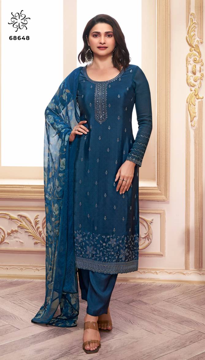 Silkina Royal Crepe 46 By Vinay Embroidery Designer Salwar Kameez Wholesale In Delhi
