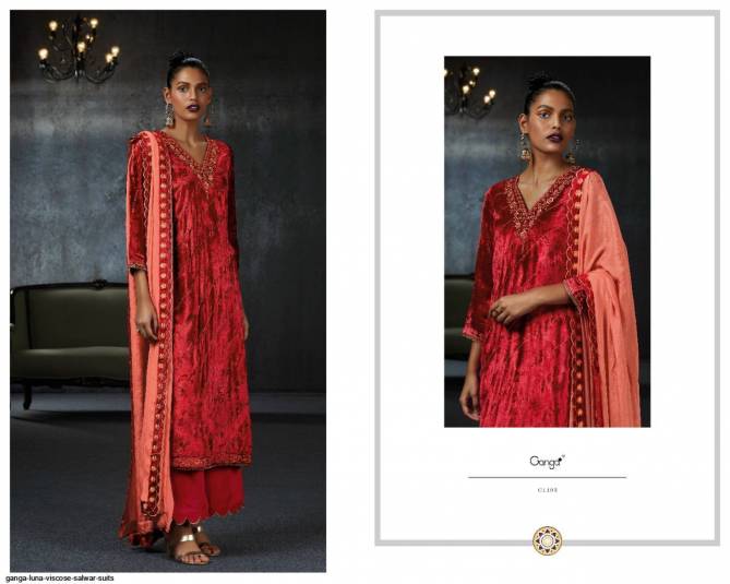 Luna By Ganga Heavy Velvet Embroidery Wedding Salwar Suits Catalog