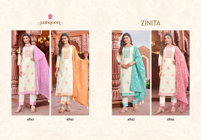 Zinita By Rangoon Cotton Jacquard Designer Readymade Suits Wholesale Price In Surat