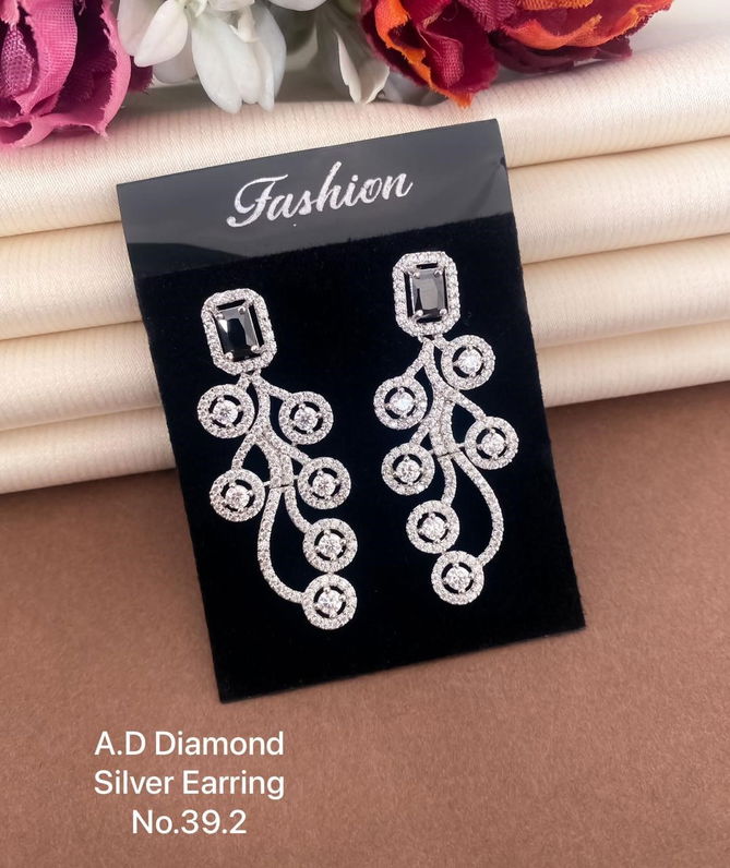 Ad Diamond Silver Earring Wholesale Online