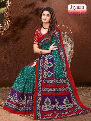 Jiyaan Priyanshi  Cotton Printed Designer Casual Daily Wear Saree Collection