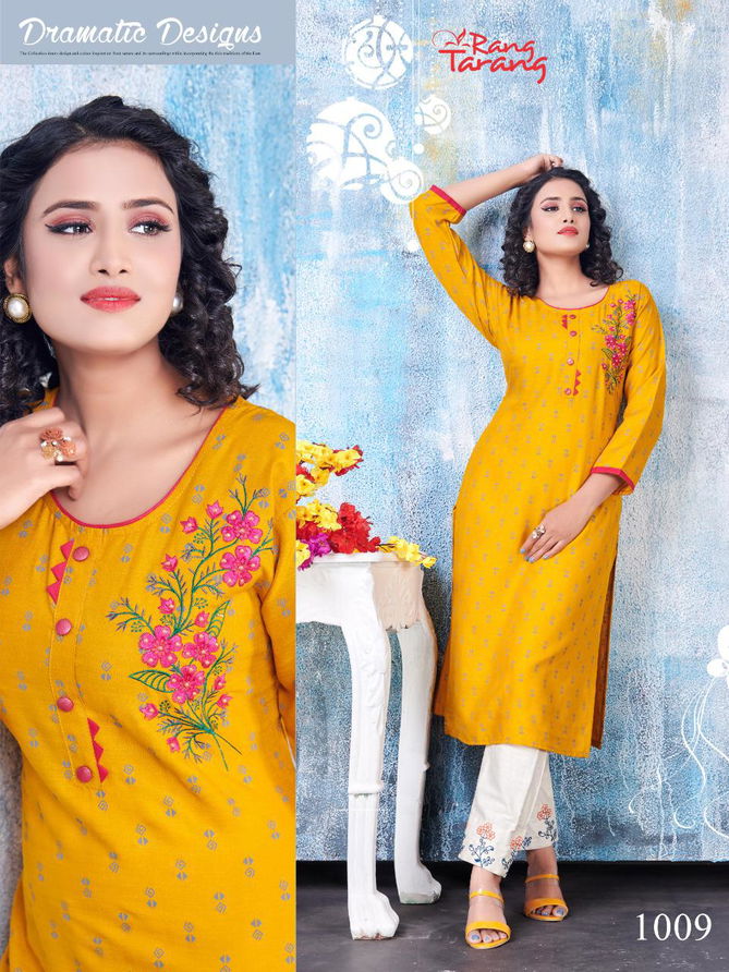 Rang Tarang Sakhi Latest Festive Wear Embroidery Work Designer Rayon Kurtis Collection
