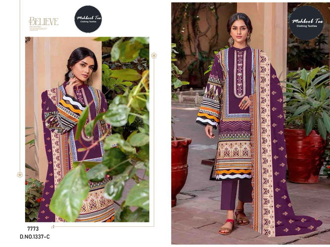 1337 A and D By Mehbbob Tex Chevron Luxury Lawn Self Embroidered Pakistani Suits Wholesale Onilne