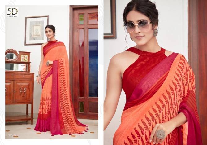 5D AMBER VOL-6 Fancy Printed Casual Wear Georgette Jacquard Border Saree Collection 