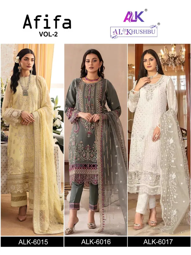 Afifa Vol 2 By Al Khushbu Georgette Embroidery Designer Pakistani Suit Orders In India