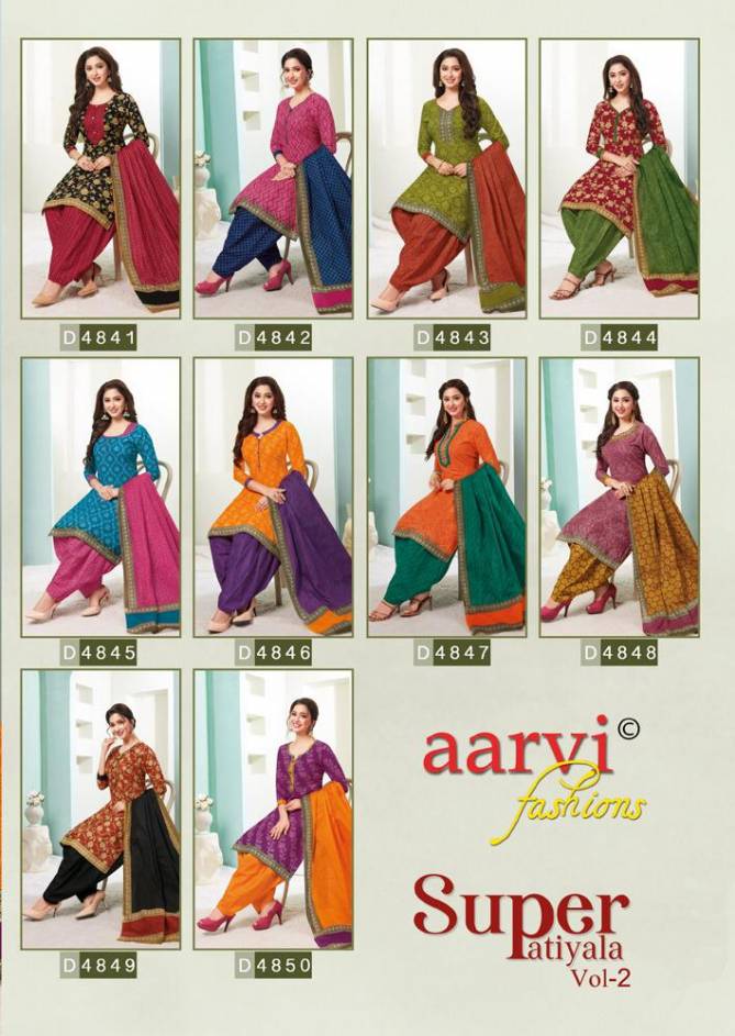 Aarvi Super Patiyala 2 Ready Made Regular Wear Patiyala Collection With Mal Mal Dupatta 