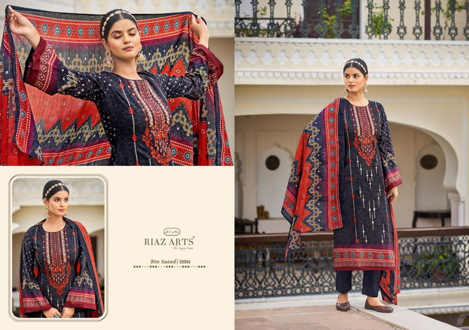 Bin Saeed Vol 3 By Riaz Arts Lawn Digital Printed Dress Material Orders In India