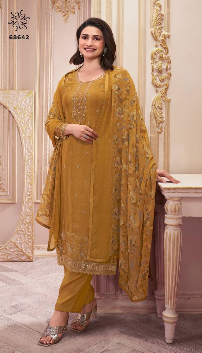 Silkina Royal Crepe 46 By Vinay Embroidery Designer Salwar Kameez Wholesale In Delhi
