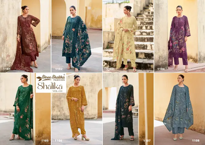 Shree Shalika Vol 110 Embroidery Printed Georgette Suits Suppliers In India