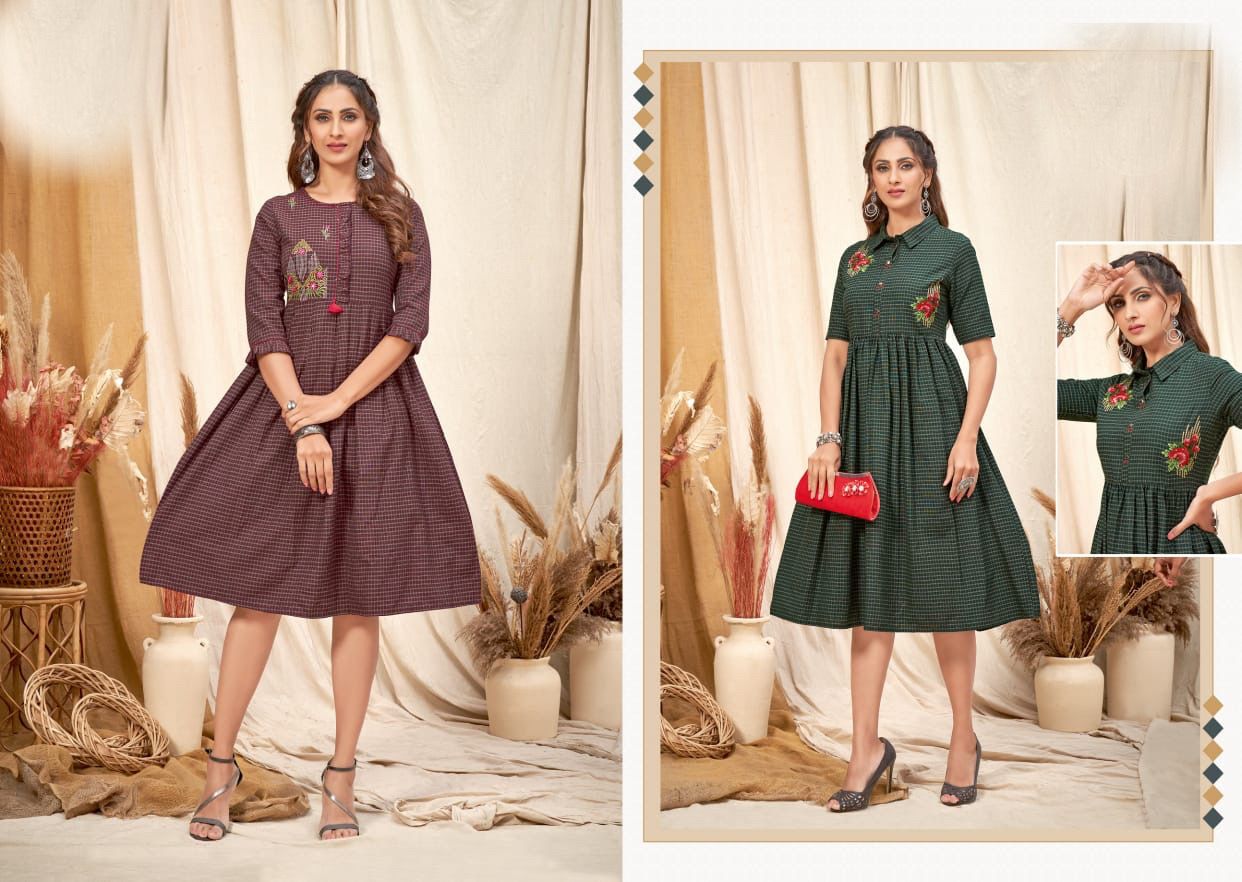 Beauty Queen Saira Fancy Rayon Ethnic Wear Anarkali Kurti Collection