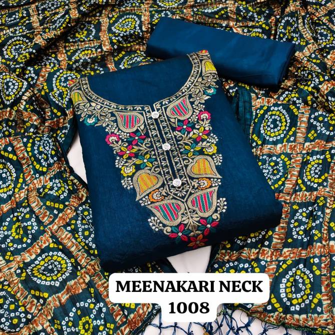Meenakari Neck Daman By Rahul Nx Bandhani Printed Surat Dress Material Wholesale Market