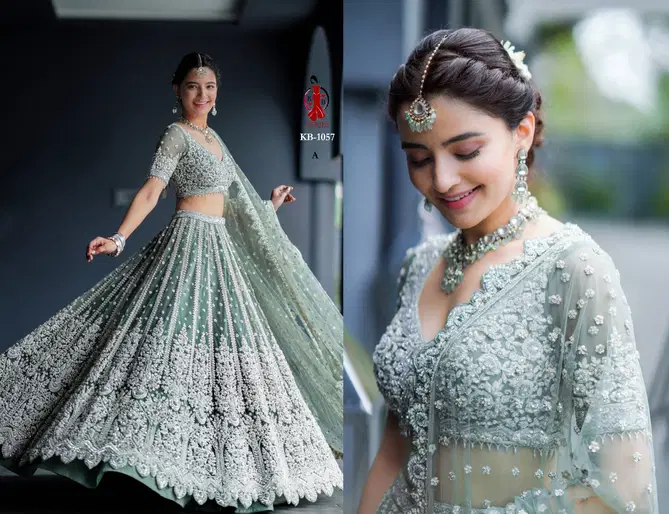 KB 1057 Desginer Heavy butterfly Net Bridal Lehenga Choli Wholesale Online