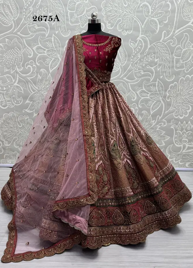 2675 A To D by Anjani Art Heavy Velvet Bridal Wear Lehenga Choli Orders In India