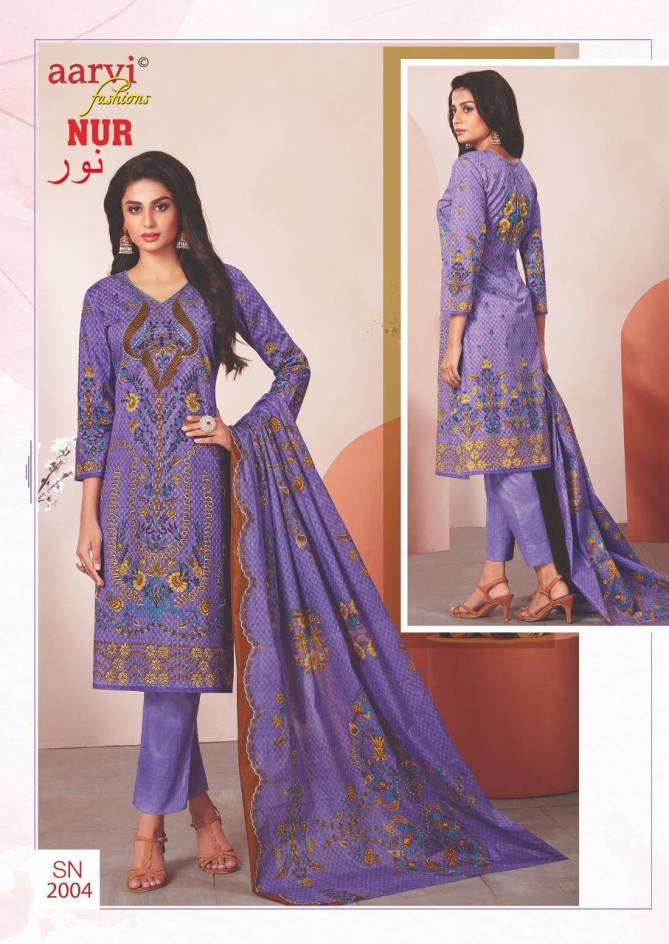 Aarvi Fashion Nur 2 Karachi Cotton Dress Material Collection
