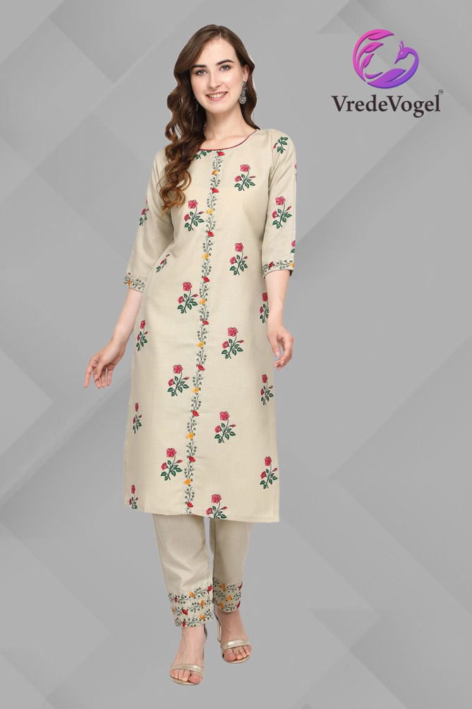 Vv Fabulous Latest Designer Casual Wear Cotton Embroidery Kurtis With Bottom Collection
