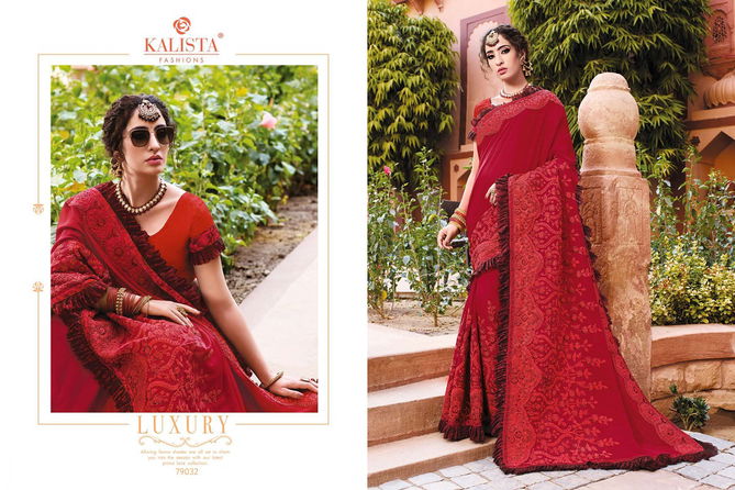 Kalista Ruaab Latest Designer Festive Wear Embroidery Work Georgette And Vichitra Silk Saree Collection 