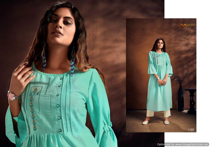 Manya Cristal New Designer Fancy Kurti With Plazzo Collection 