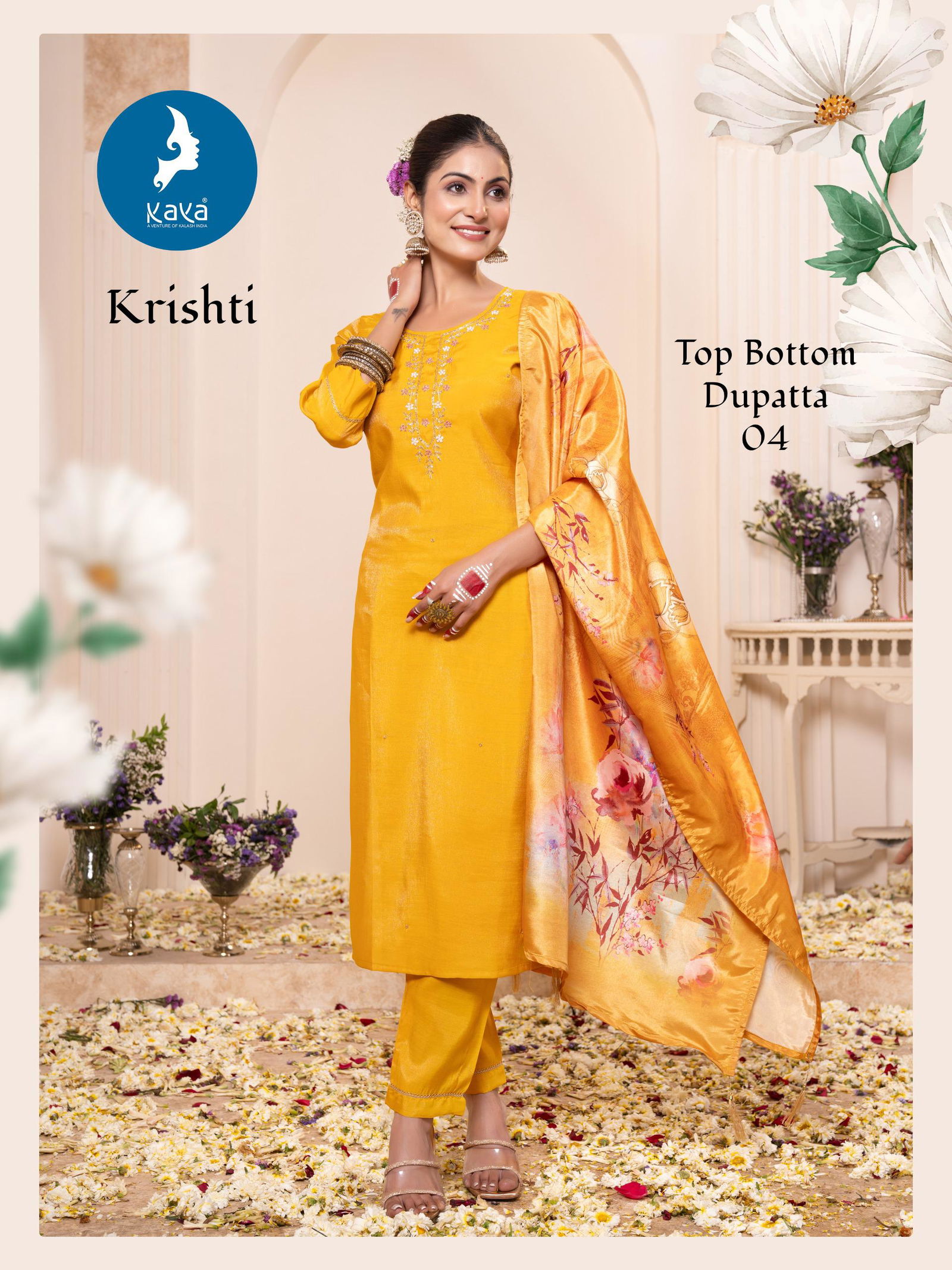 Krishti By Kaya Roman Shimmer Kurti With Bottom Dupatta Wholesale In India