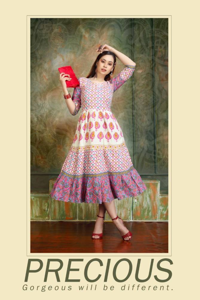 GAGRI STYLE Fancy Casual Wear Rayon Prints Flair Kurtis Collection