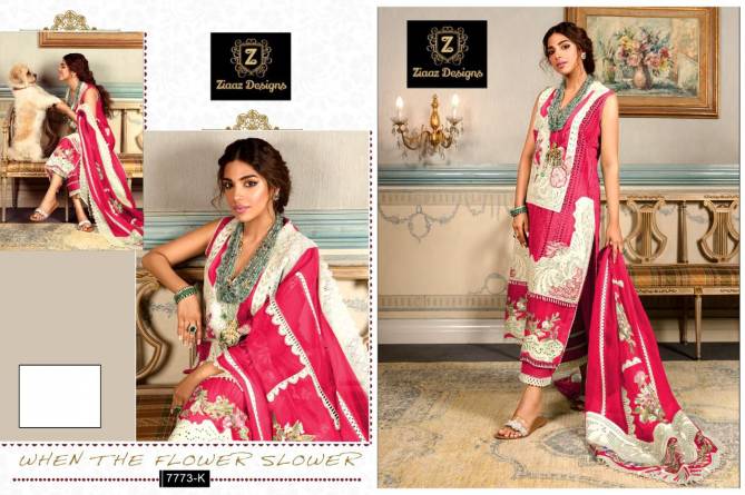 Ziaaz Designs 7773 Block Buster Festive Wear Designer Cotton Heavy Work Pakistani Salwar Kameez
