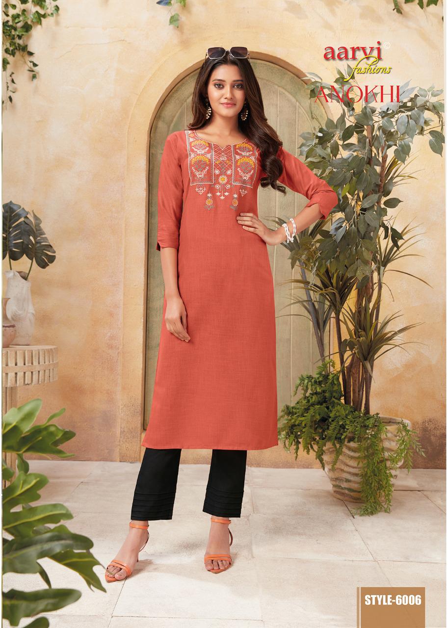 Aarvi Anokhi 1 Designer Ethnic Wear Cotton Kurti With Pant Collection