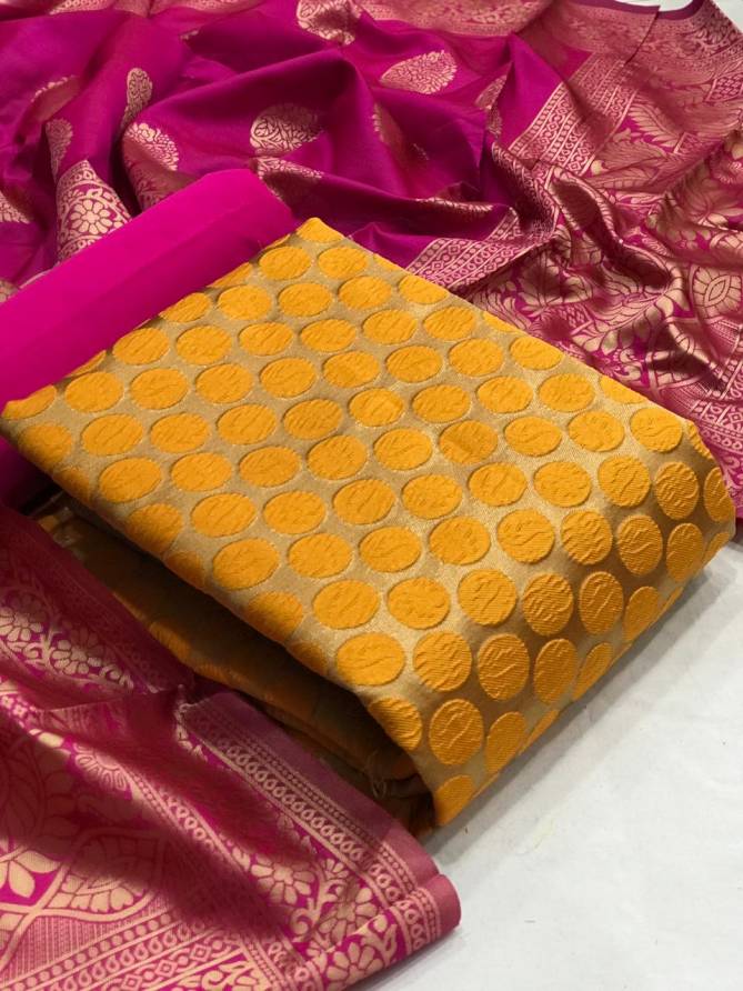 Banarasi Silk Dress 31 Latest Fancy Casual Wear Jacquard Weaving Dupatta Dress Material Collection