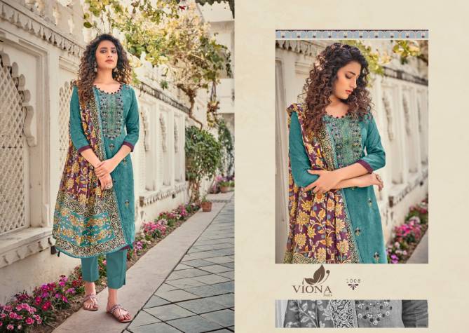 VIONA AAFIA Latest Fancy Casual Wear Cotton Jam Stain Negative Printed With Heavy Embroidery Work Salwar Suit Collection