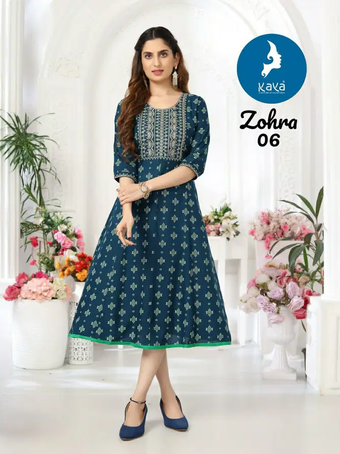 Zohra By Kaya Rayon Printed Kurtis Wholesale Market In Surat