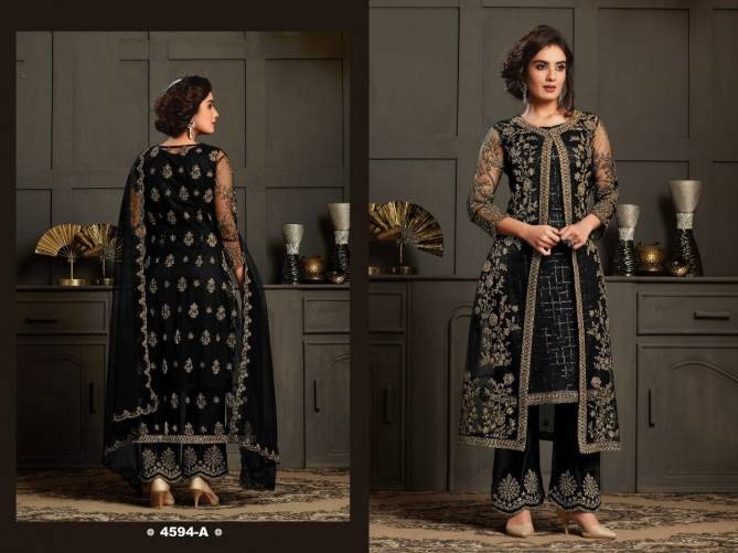 Super Hit 4594 Colors Latest Fancy Festive Wear Heavy Net with Embroidery And Cording Beautiful Ton To Ton Sequences Work Salwar Kameez Collection