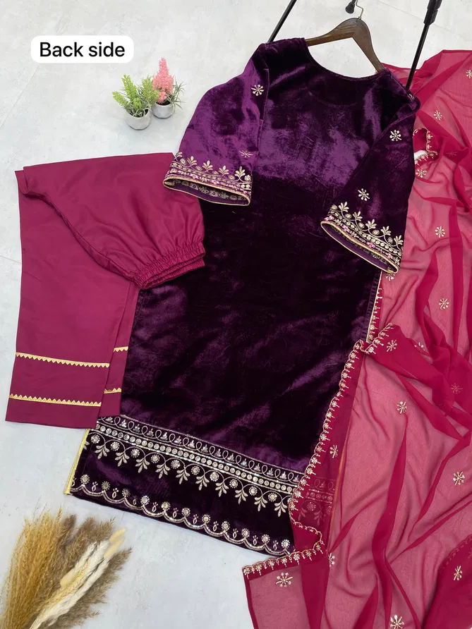 LG 1896 Chinon Velvet Designer Readymade Suits Orders In India