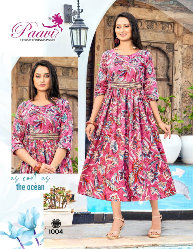 Rayon Belt By Paavi 1001 To 1008 Anarkali Designer Kurtis Exporters in India