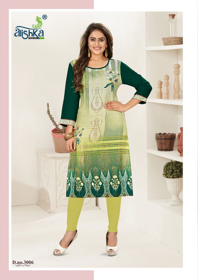 Alishka Beliza 3 New Designer Printed Rayon And Crape Kurtis Collection 