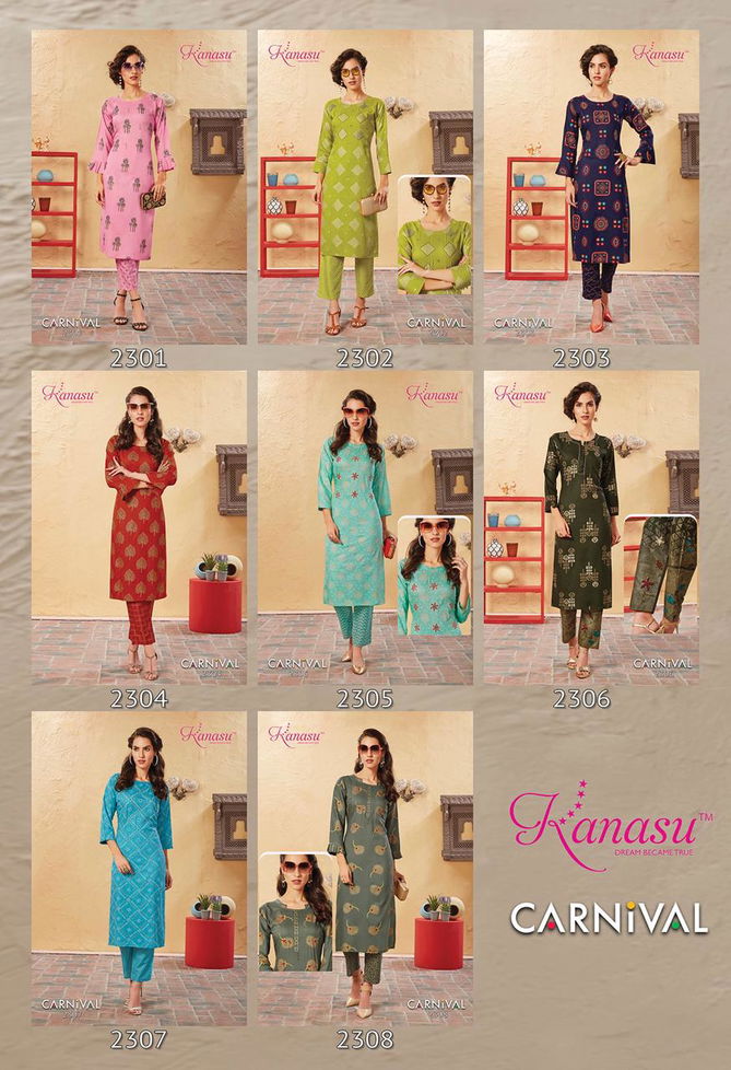 Kanasu Carnival Latest Designer Office Wear Casual Wear Kurti With Bottom Collection 