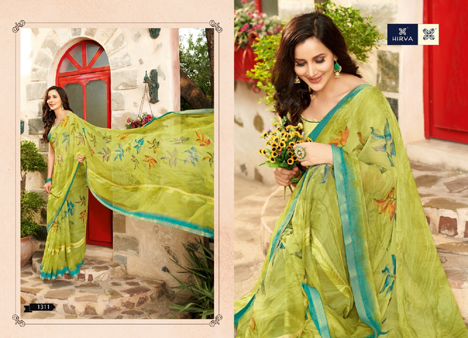 Hirva Avantika 1301 Series Latest Fancy Casual Wear Digital Printed Chiffon Saree Collection
